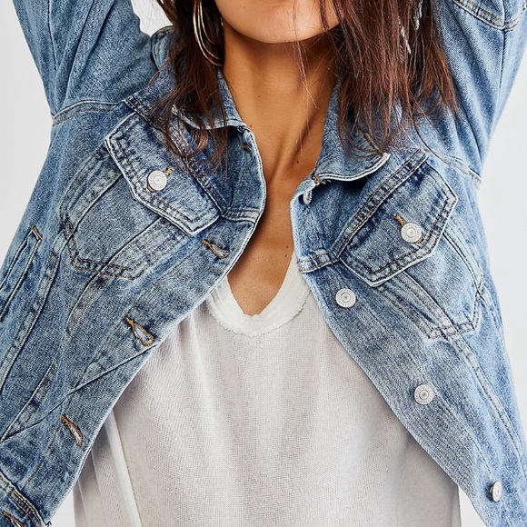 Free People | Rumors Denim Jacket in Light Indigo Blue | Large - Picture 3 of 16